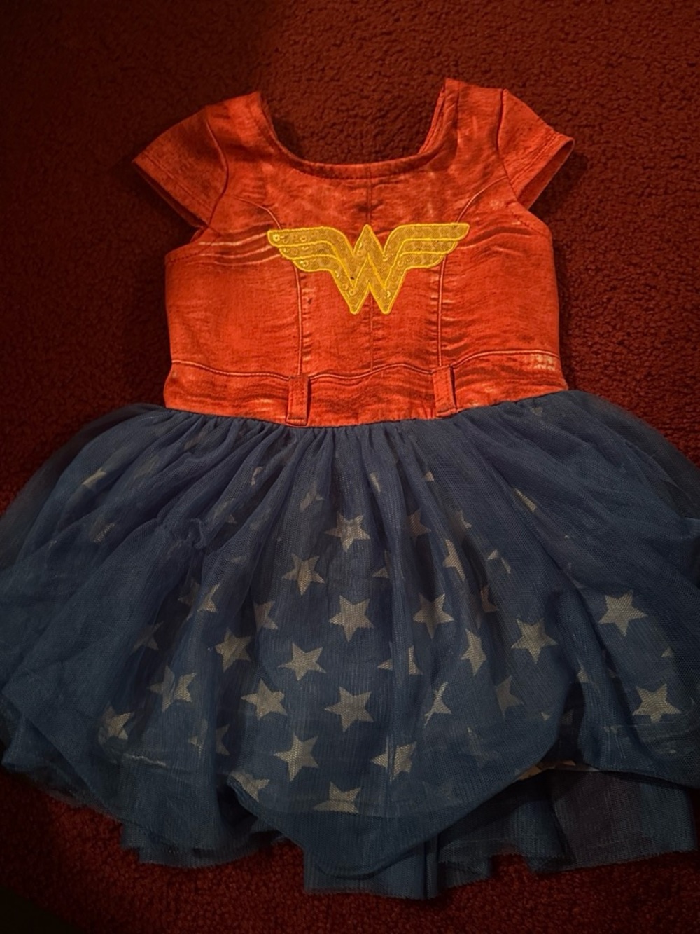 Girls Wonder Hero Red & Blue Costume Dress